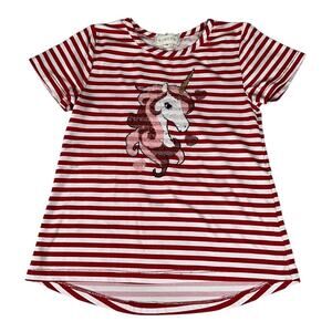 BTWEEN Youth Girls Unicorn Shirt Super Soft Size 6X Red White Great Condition